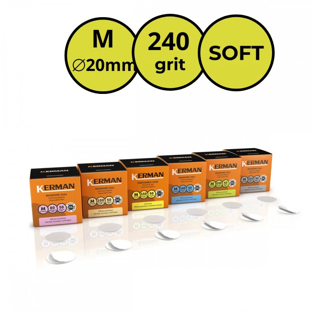 KERMAN MAINMIE FAILI UZ MĪKSTAS PAMATNES PODODISKAM M (Ø20 MM) - 240 GRIT (50 GAB)