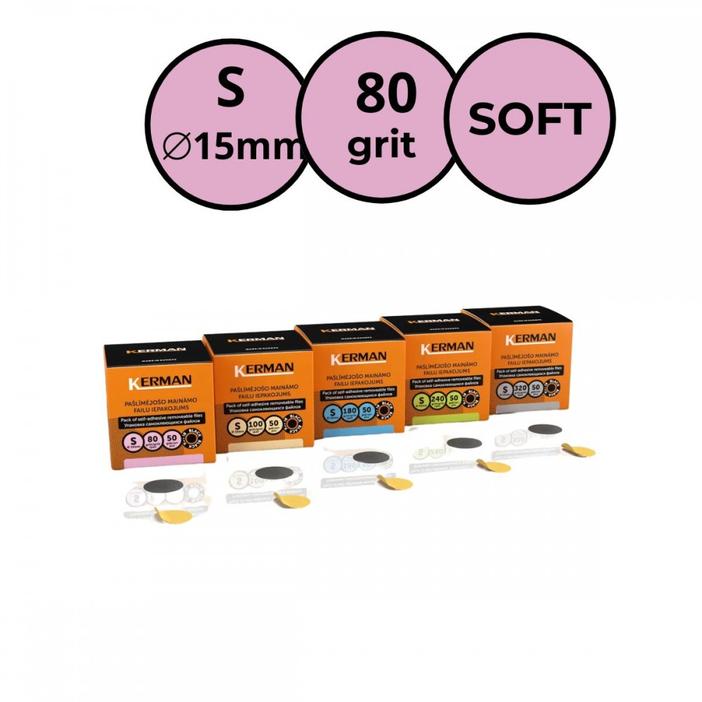 KERMAN MAINMIE FAILI UZ MĪKSTAS PAMATNES PODODISKAM S  (Ø15 MM) - 80 GRIT (50 GAB)